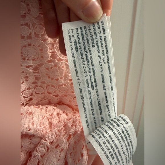 Abercrombie & Fitch Pink Floral Lace Fit Flare Spaghetti Strap Mini Dress Sz S - Picture 3 of 9